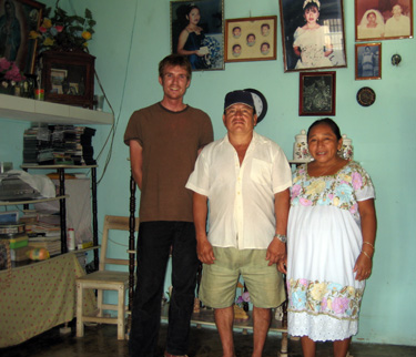 Devon Sampson with a Mayan family
