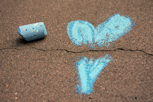 Chalk image of a broken heart