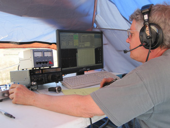 Stephen Petersen operating ham radio