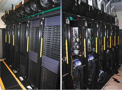 hyades supercomputer, front and back views