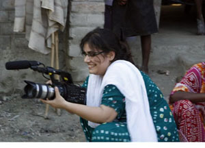 UCSC graduate Sadia Halima filming in India