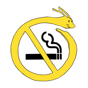 Graphic of smoke-free banana slug