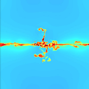 image from computer simulation of star formation