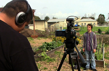 students filming green projects