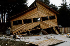 Collapsed house in Boulder Creek