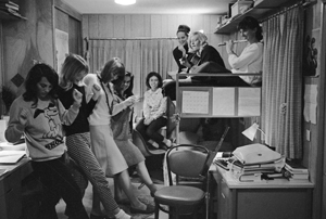 Pioneer class members in the Anarchy Hall trailer, 1966