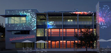 Projections on the UCSC Digital Arts Research Center building by Steve Gerlac