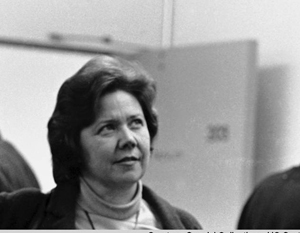 Jean H. Langenheim, professor of biology, at a Stevenson College faculty party in 1966. 