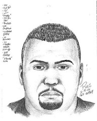 The suspect is described as a 5-foot, 6-inch tall Hispanic male with yellowish teeth.