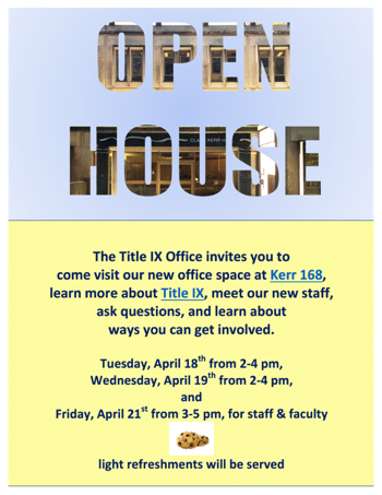 Title IX Office open house flier