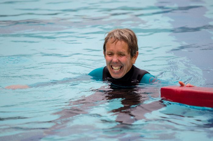 “When people work with their own fears, they realize anything is possible,” says swim inst