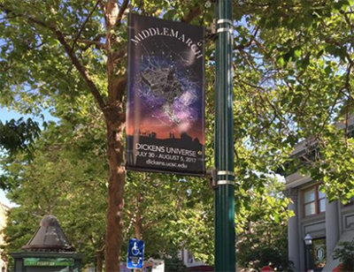 017 Dickens Universe street banner in downtown Santa Cruz