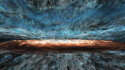 image from simulation of galactic outflow