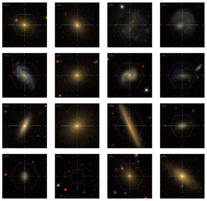 16 galaxy images from MaNGA dataset