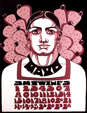 Judithe Hernández, Reina de la Primavera, 1974. Serigraph.
