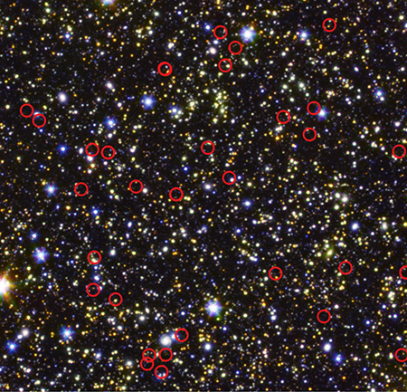 Spitzer deep field image of stars and galaxies