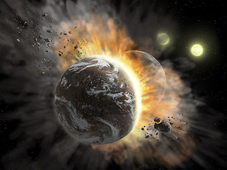 illustration of planets colliding