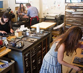 Students working in the Cowell Press class.