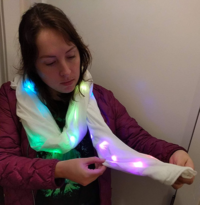scarf with colored lights