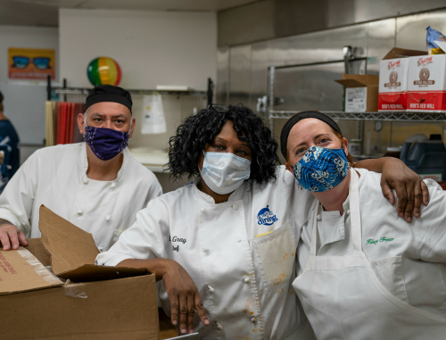 dining services team members pulled together
