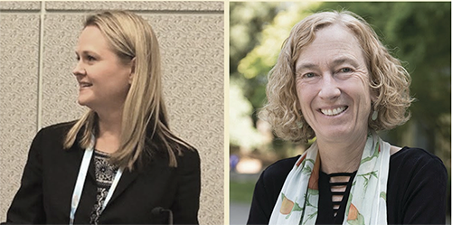UCSC Dean of the Humanities, Jasmine Alinder (left), and UCSC Dean of the Social Sciences,