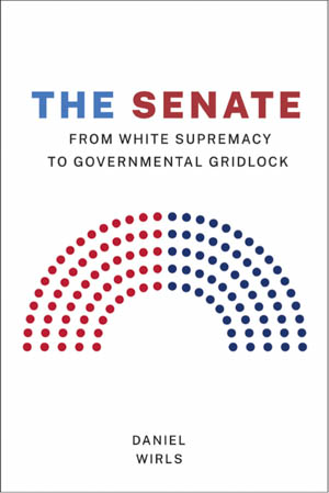 The cover of Wirls' book, with blue and red dots forming the shape of Senate seating