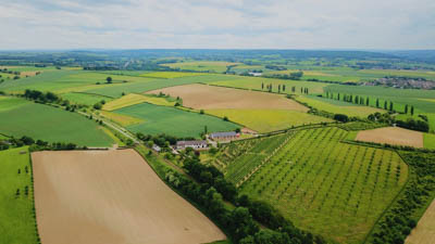 Aerial view of farm land