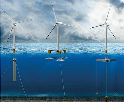illustration of floating wind turbines