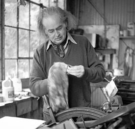 George Hitchcock in his Santa Cruz studio, 1973