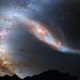 galaxy collision in night sky