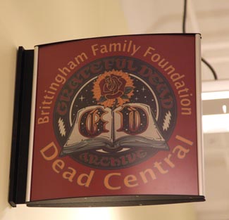 Sign at Dead Central over UCSC Grateful Dead Archive