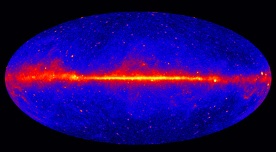Image of sky at high energies captured by Fermi