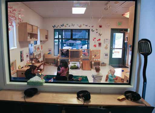 The new child-study room allows developmental psychology students a place to practice scientific observation. (Photo by Carolyn Lagattuta)