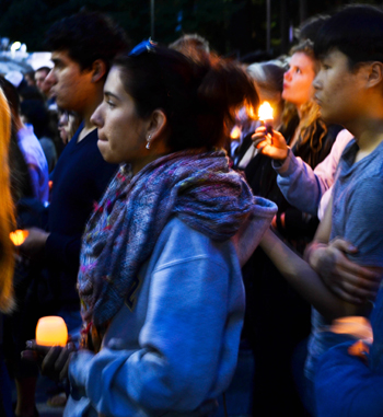 Photo of students at vigil
