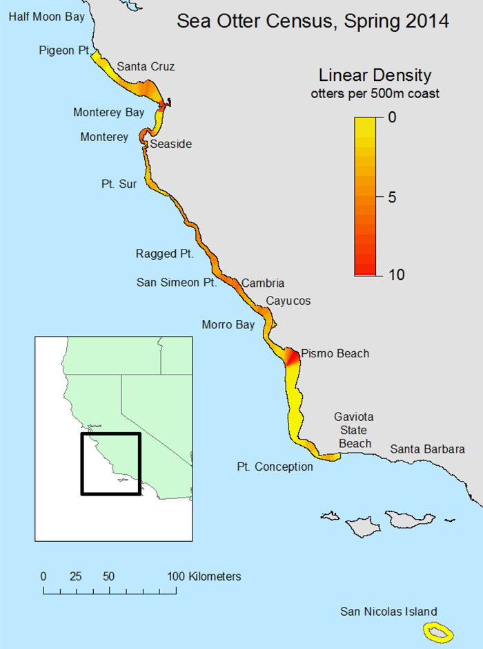 map of sea otter distribution