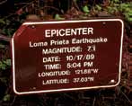 Epicenter sign in the Forest of Nisene Marks State Park. 
