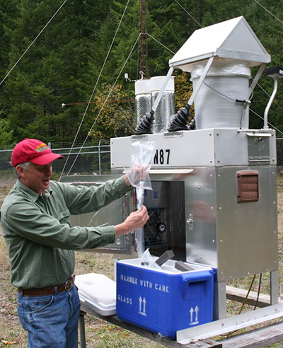 researcher at mercury monitoring site