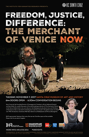 UCSC Merchant of Venice Now event poster