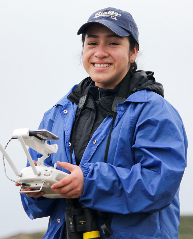 Diana Alvarado with drone controller