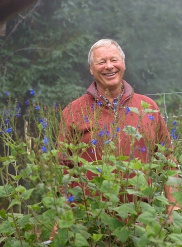 Photo of Orin Martin in the Alan Chadwick Garden