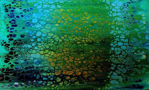 Juniper Harrower, collaborative painting performance with algae, 18 x 24"