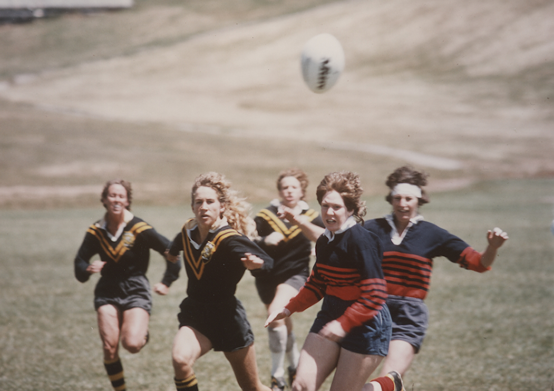 A 1980 match with UC Santa Cruz Women's Rugby players 