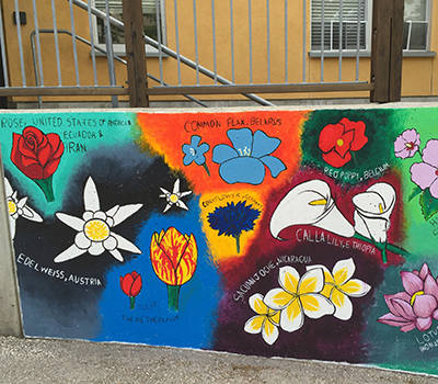 “Flowers Around the World,” a mural that depicts popular flowers in various countries. Art