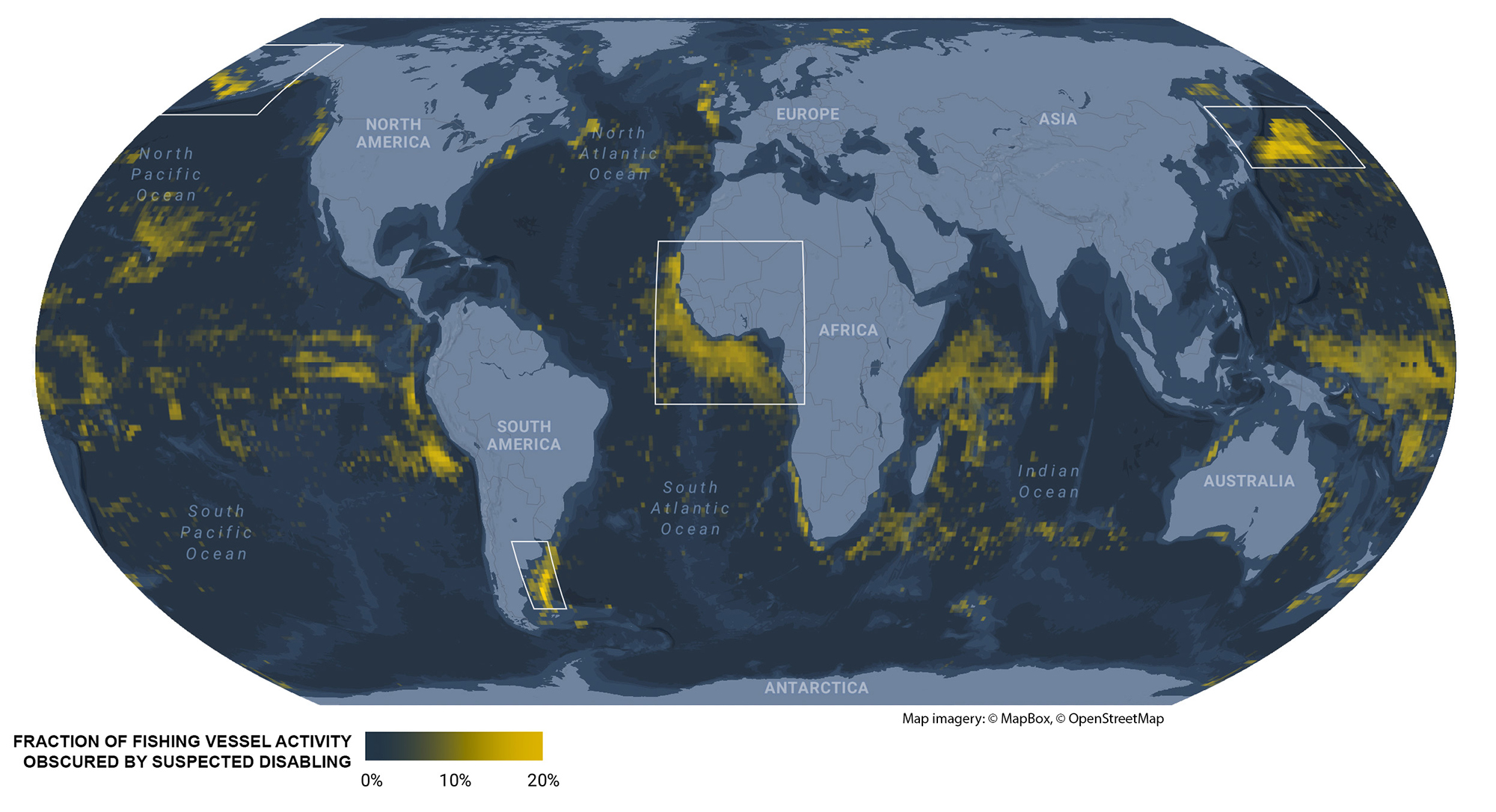 Global analysis shows where fishing vessels turn off their
