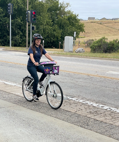 Woman riding an e-bike
