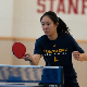 Co-captain Jing-Ting Lai keeps her eye on the ball during tournament play at Stanford Univ