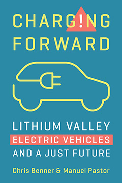 book cover with an illustration of an electric vehicle and charging cable