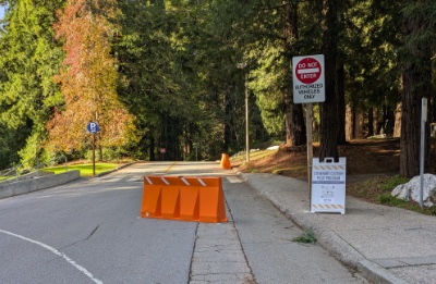 Road barriers on Steinhart Drive