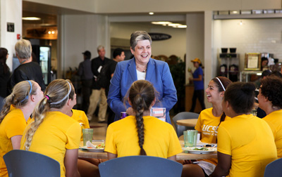 UC President Napolitano visits campus, talks with students, staff, and faculty