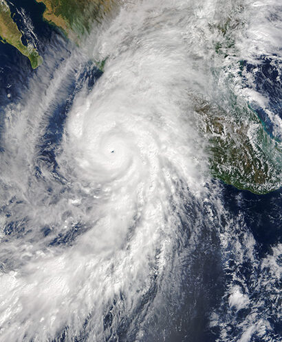 Lightning in the eyewall of a hurricane beamed antimatter toward the ground